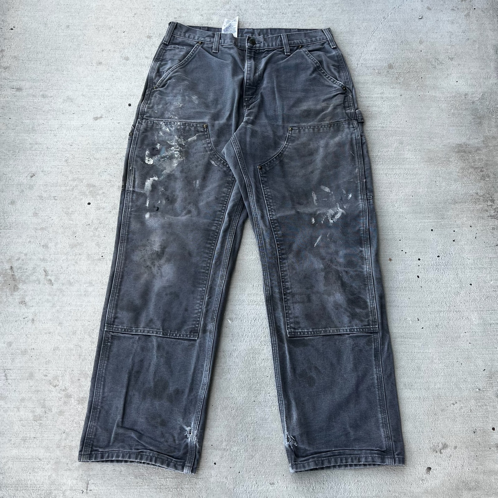 Carhartt B136 Gvl Faded Gray Double Knee Work Wear Carpenter Pants